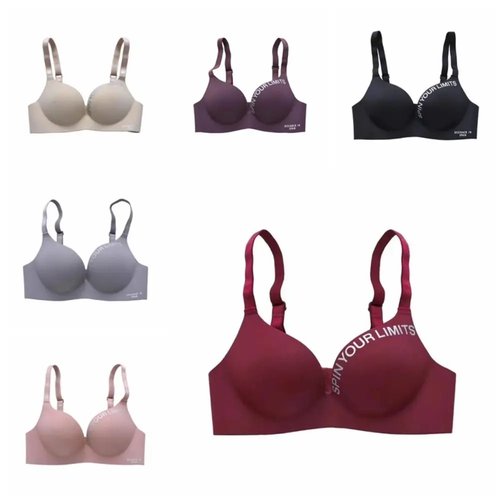 Fashion Letter Pattern Women Deep V Bras Seamless NO Steel Ring Push Up Bralette Tube Top Beauty Back 3/4 Cup Bra Women view 6