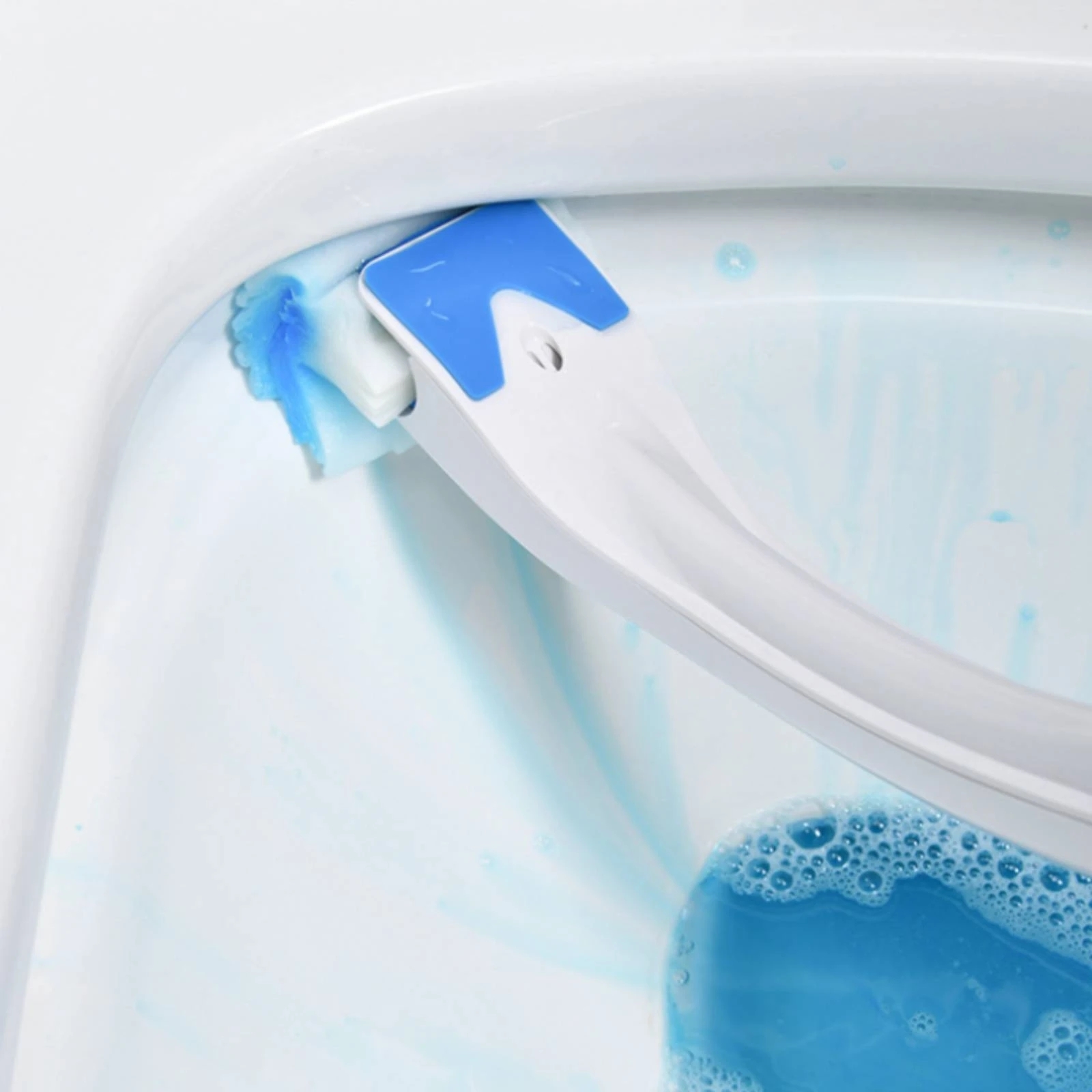 Image 4: Brosse de toilette jetable avec support, système de nettoyage de toilettes remplaçable avec têtes de rechange, nettoyant compact et peu encombrant