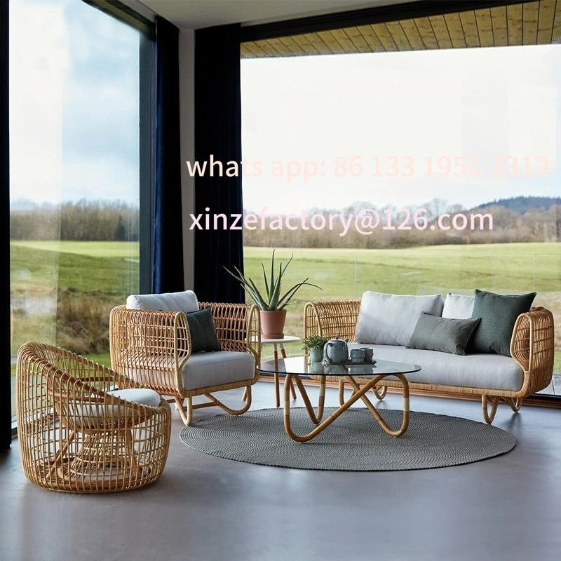 

Customizable outdoor sofa woven rattan chair coffee table combination simple leisure furniture