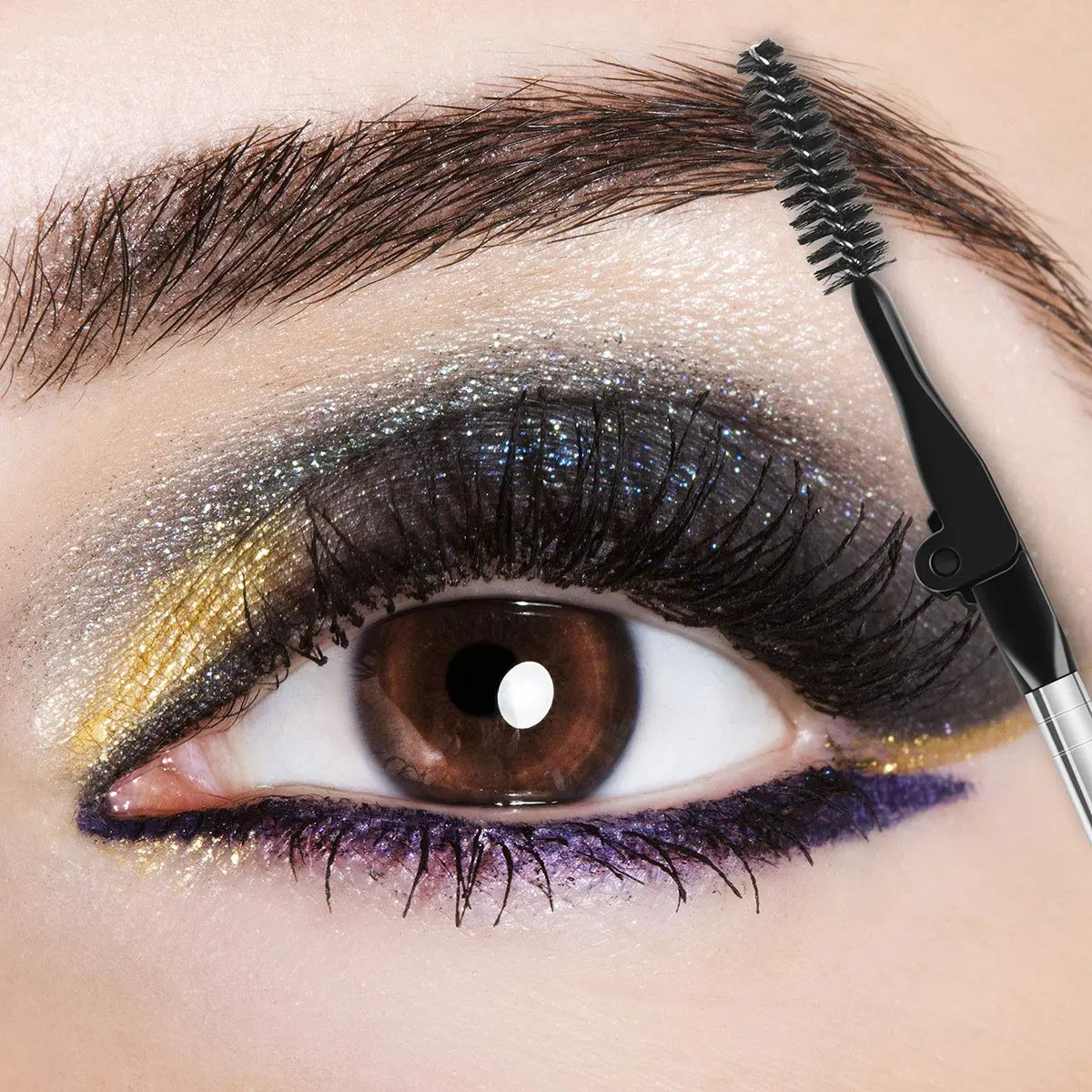 10Pcs Eyebrow Brush Set Foldable Double Ended Mini Eyelash Grooming Makeup Tools for Women