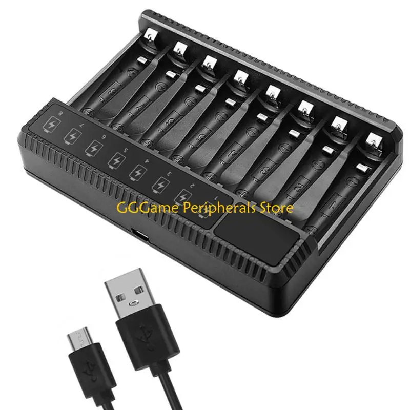 U55B High-Speed 8 Slot AA AAA Battery USB C Charging LCD Display for NiMH NiCD AA AAA Rechargeable Batteries
