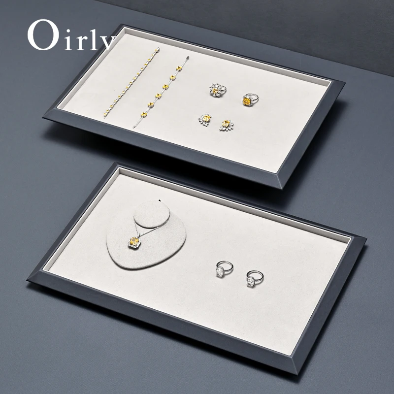 Oirlv Leather Jewelry Tray Luxury Jeweler Organizer Ring Earring Necklace Bracelet Pendant Watch Shelves Jewelry Store Exclusive