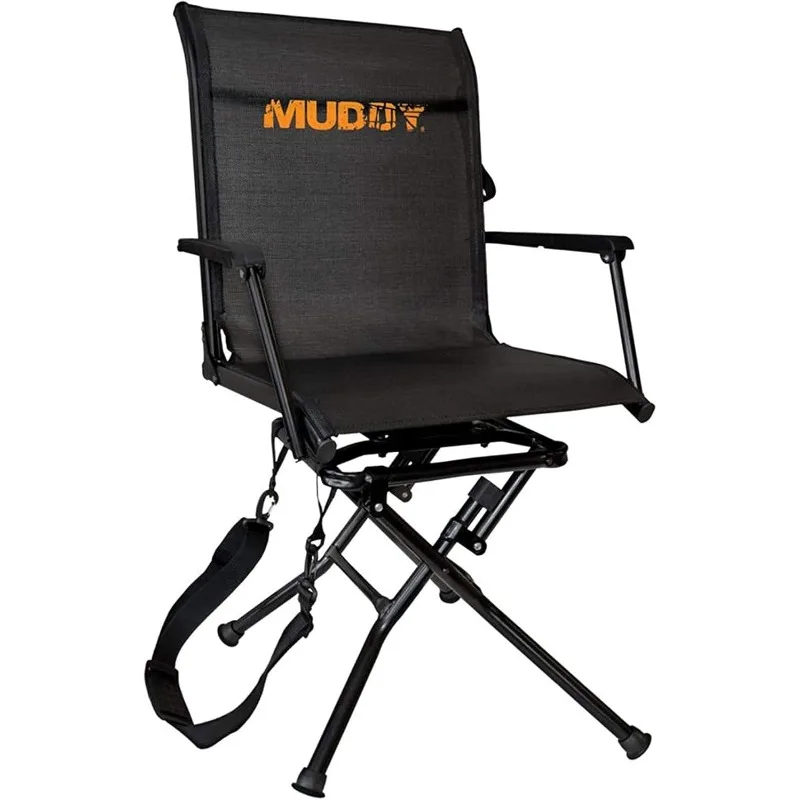 MUDDY MGS400 Flex Tek 360 Degree Swivel-Ease Portable Ground Camping and Hunting Seat with Wide Seat