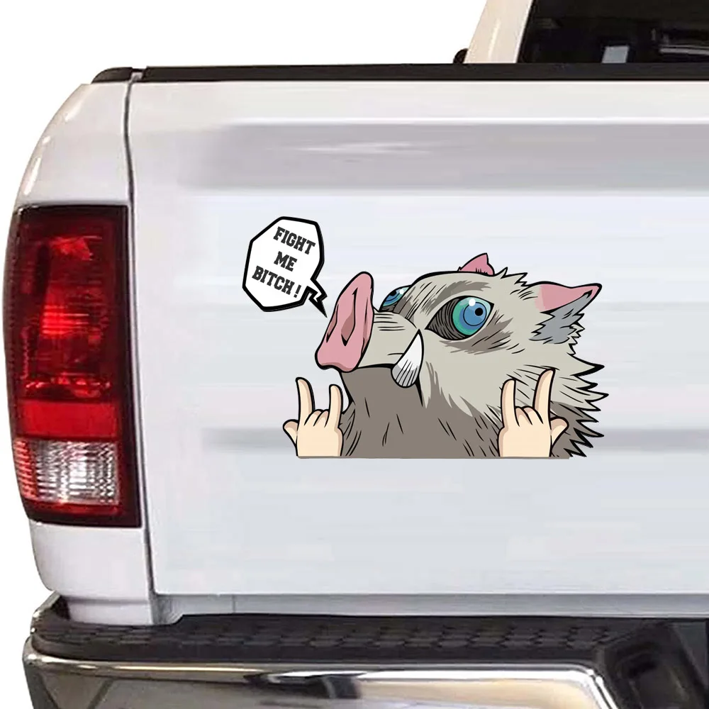 

Cartoon Anime Boar Fight Me Peeking Car Sticker Decal for JDM Auto Vehicel Bumper Windshield Windscreen Decor