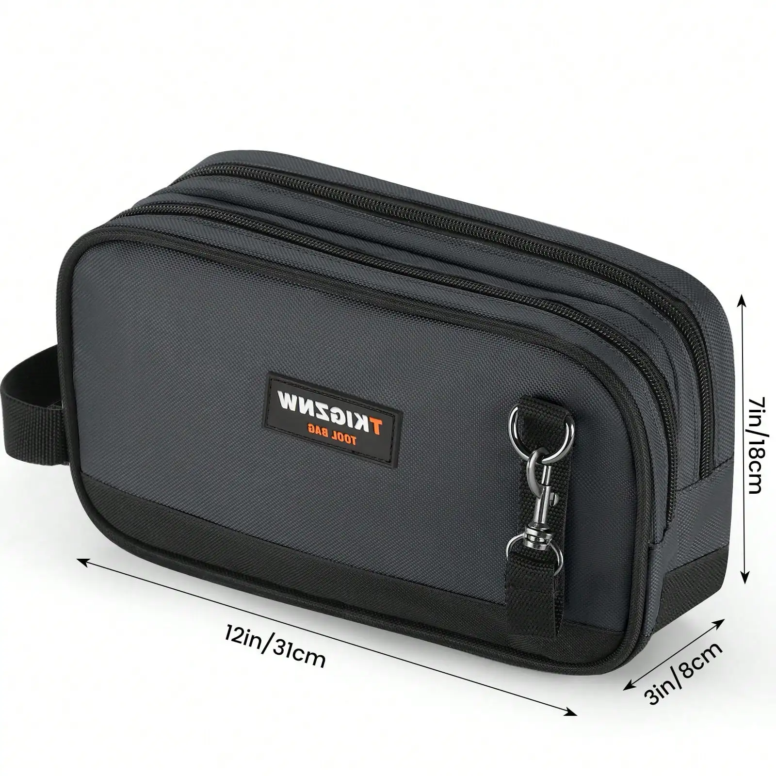 

TKIGZNW B017-1 Tool Bag Dual Compartment Storage Pouch for Hand Tools Black Canvas Material with Handles