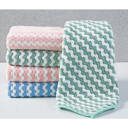 Coral Velvet Dishwashing Cloth Kitchen Absorbent Scouring Cloth Cationic Wiping Thickened Daily Dishwashing and Pot Cleaning