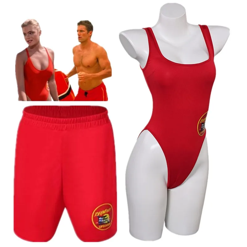 

Baywatch Cosplay C.J. Parker Roleplay Swimwear Costume Beach Women Bikini Jumpsuit Men Shorts Swimsuit Halloween Carnival Suit