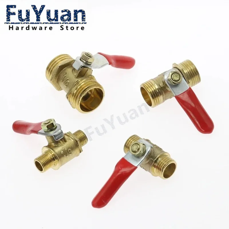 1Pcs Brass Ball Valve Male Thread Connector, Copper Pipe Fitting Joint Adapter for Plumbing, Various Sizes, 1/8 1/4 3/8 1/2