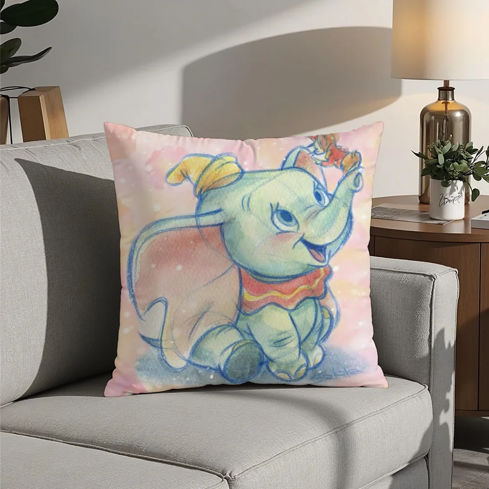 Fat Cute D-Dumbo Pillow Case Plush Fabric Soft  Pillowcase Double Sided Print Cushion Cover Household Gifts