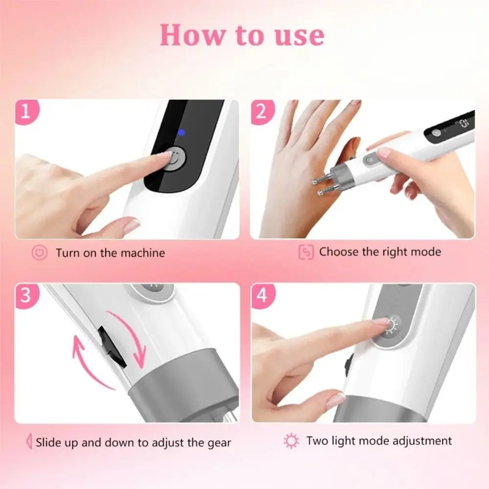 ABS Electric Massage Pen Type-C Charging 10 Gears Adjustment Meridian Pen Multifunctional Fast Charging Double-head Massager