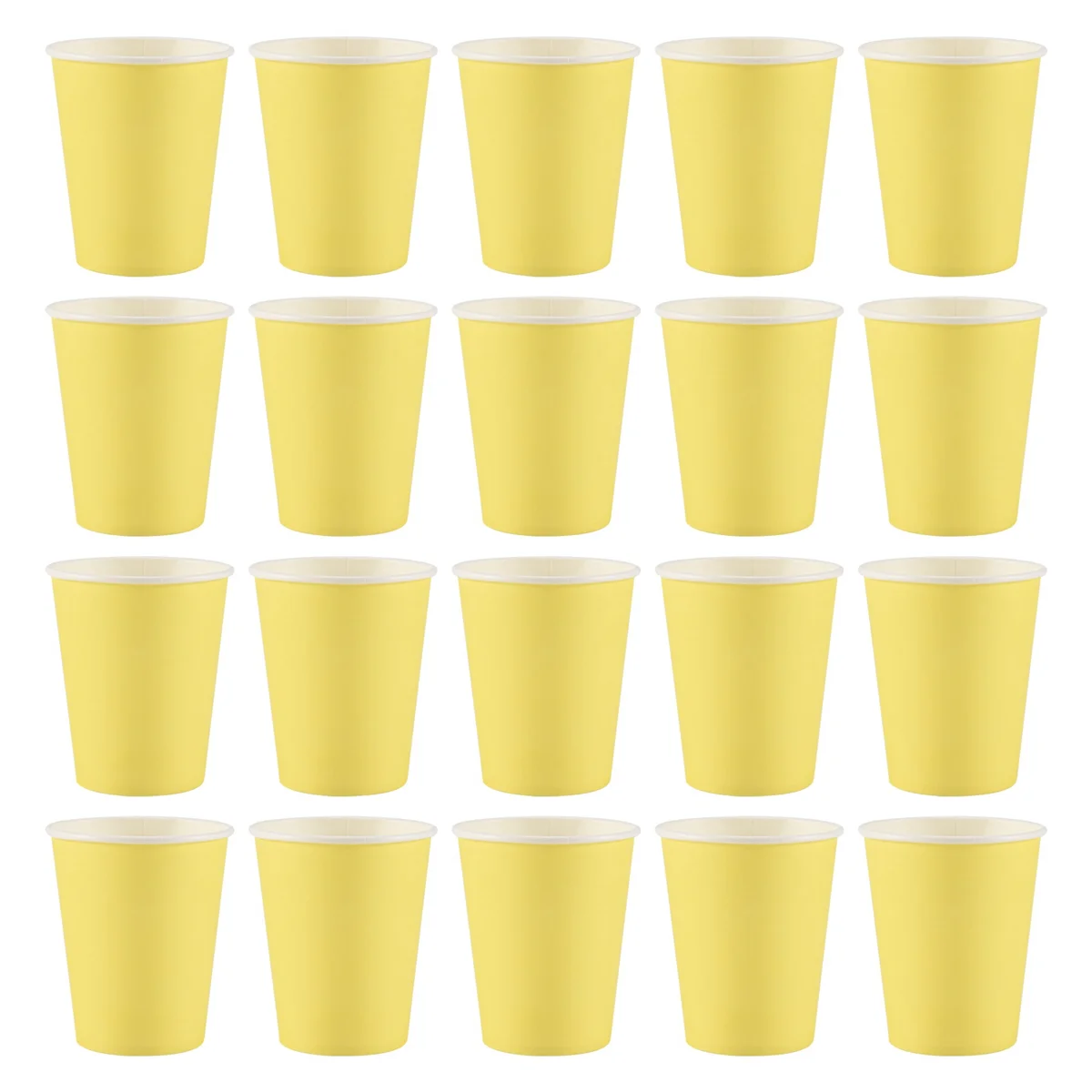 20 Paper Cups (9oz) - Plain Solid Colours Birthday Party Tableware Catering(yellow) HGC