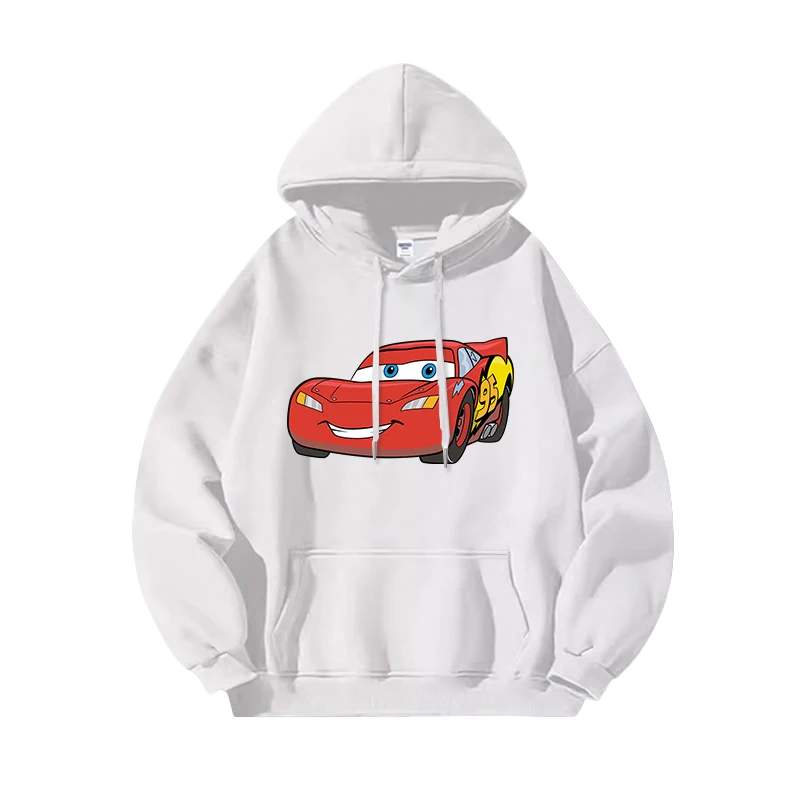 سترة بقلنسوة لسيارة سباق ديزني ماكوين للأطفال فضفاضة تناسب أزياء الخريف للأولاد ذات طابع كرتوني وتعاون أفلام السيارات