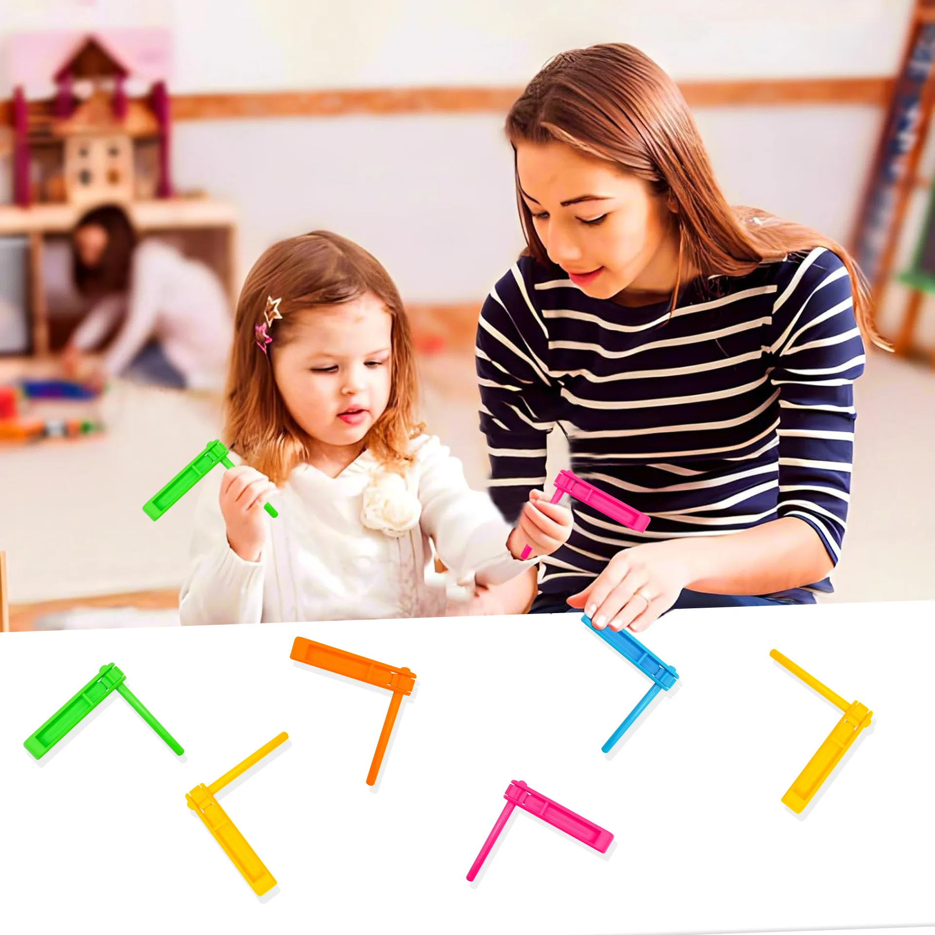 10Pcs Plastic Hand Swing Whistle Creative Fun Party Cheering Shouting Hand Swing Whistle Holiday Activities Atmosphere Toy Gifts