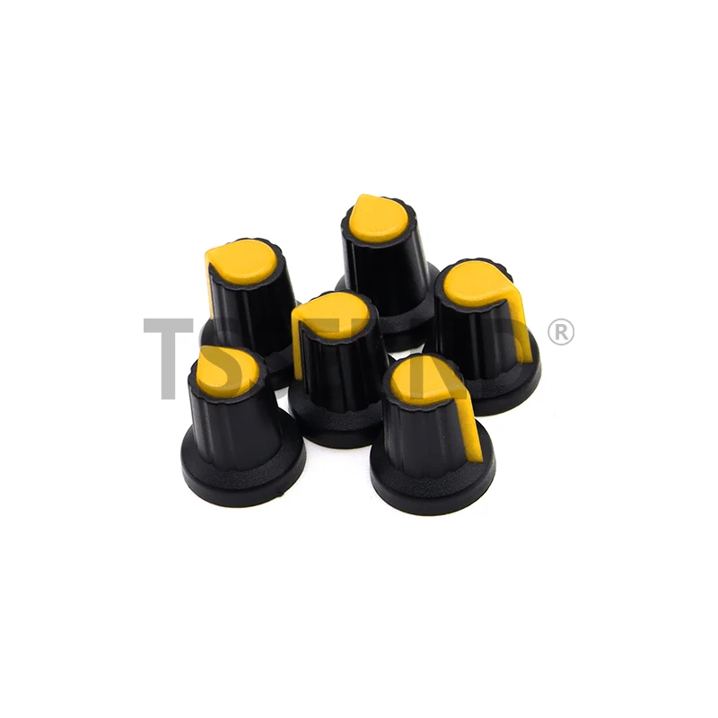 30pcs 6mm WH148 Potentiometer knobs 15X17mm Potentiometer Plastic Knobs Cap 5 colors Yellow Orange Blue White Red