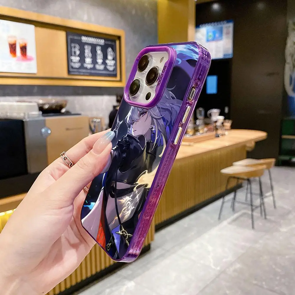 حافظة لهاتف آيفون 17 16 15 14 13 12 11 X XR XS 8 7 Pro Max Plus غطاء أرجواني شفاف جميل