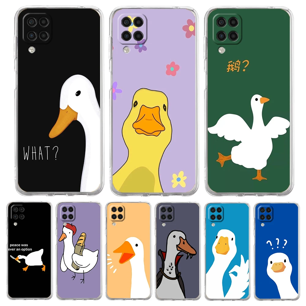 

Cute Goose Duck Game Phone Case for Samsung Galaxy A13 A22 A32 A52 A53 A72 A51 A71 A11 A31 A41 A01 A21S 5G Transparent Shell Bag