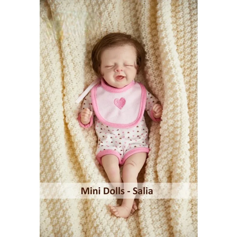 11inches Reborn baby doll Salia Popular Cute Girl Doll with Rooted Blonde Hair Soft Cloth Cuddle Body High Quality Handmade Doll