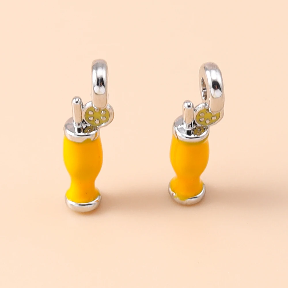 Leslie 5 Stück Niedliche Sommer-Frucht-Zitronensaft-Anhänger-Perlen für Marken-Sterling-Silber-Armbänder, Halsketten, DIY-Schmuckherstellung – Detail 1