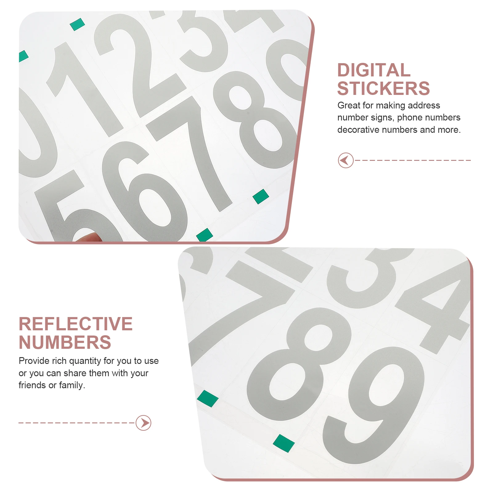 

5 Sheets Vinyl Number Stickers Trashcan Number Background for Mailbox Window Outdoor Address Reflective Decals