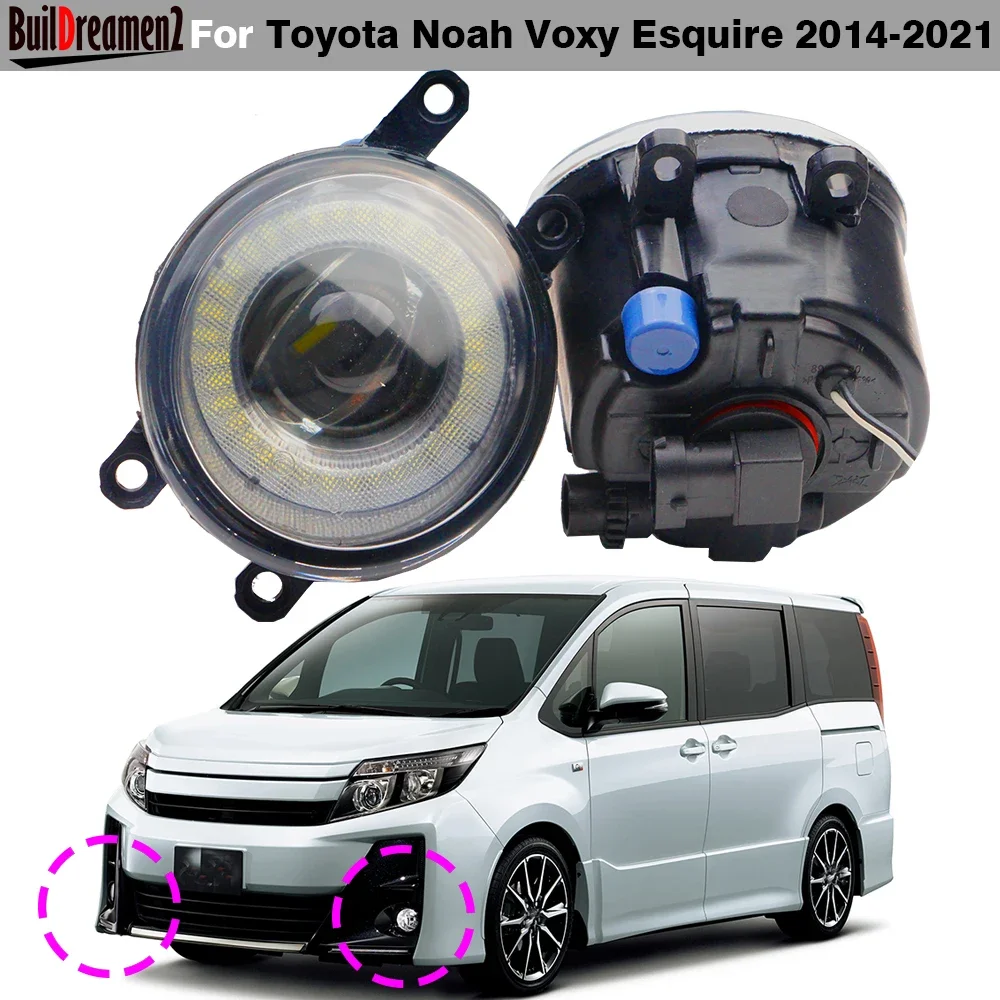 2 Pieces LED Fog Light with Angel Eye DRL For Toyota Noah Voxy Esquire 2014-2021 30W H11 Car Front Fog Daytime Running Lamp 12V