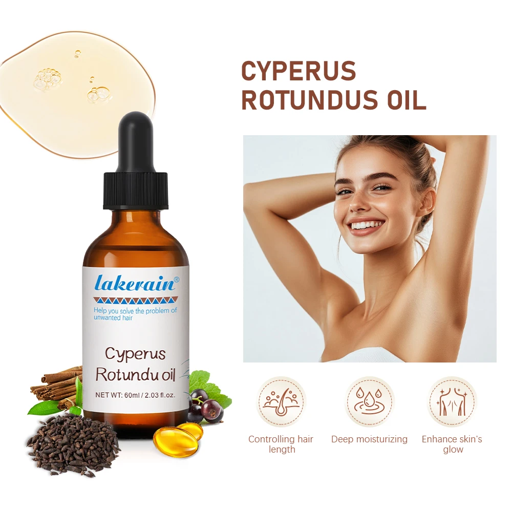 Cyperus Rotundus Oil Semi-permanent 60ml Hair Remover Armpit Legs Arms Hair Growth Inhibitor Beauty Skin Care Body Essential Oil