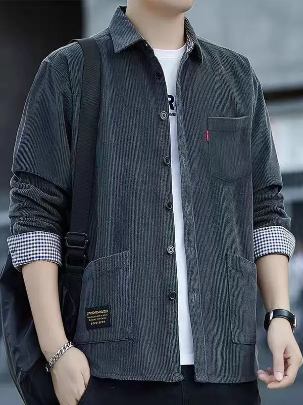 

Corduroy Long Sve irt Men's Casual Faion Urban Sle Warm Wear Resistant Youth Slim Fit Multi ket irt Coat