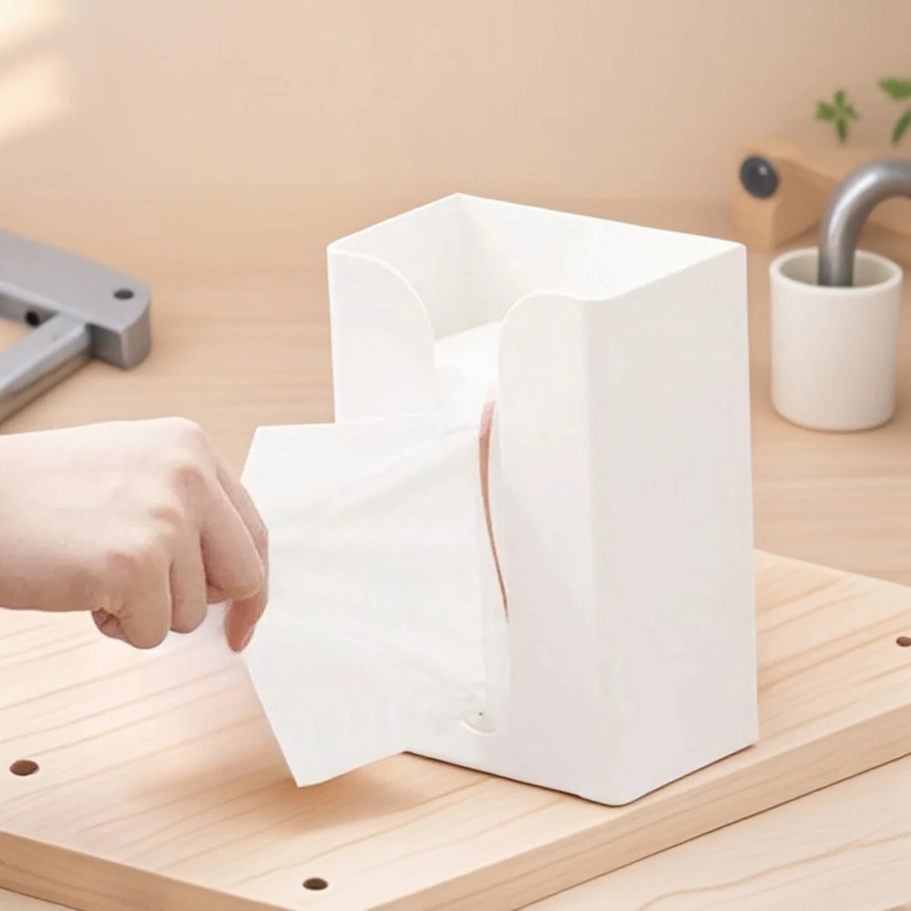 

Tissue Box Holder Plastic Wall-Mounted Facial Tissue Cover Decorative Organizer for Bathroom Kitchen Living Room Napkin Storage