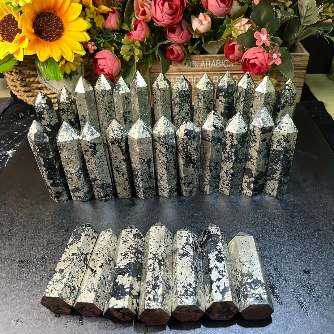 Natural Pyrite Tower, Crystal Energy Tower, Spiritual Energy Quartz Chakra Magic Column - Home Decor, Holiday Gifts