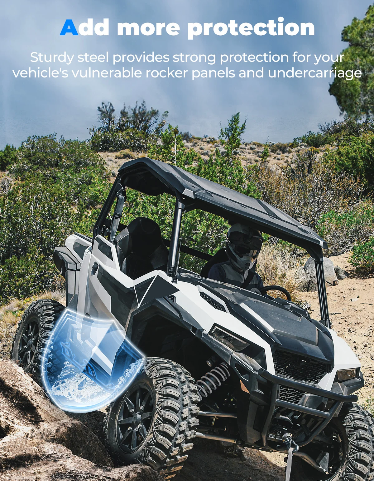 KEMIMOTO UTV Steel Rock Sliders Nerf Bar compatível com Polaris General 4 1000 /XP 4 1000 2017-2025 # 2881992 Amortecedor lateral da tubulação