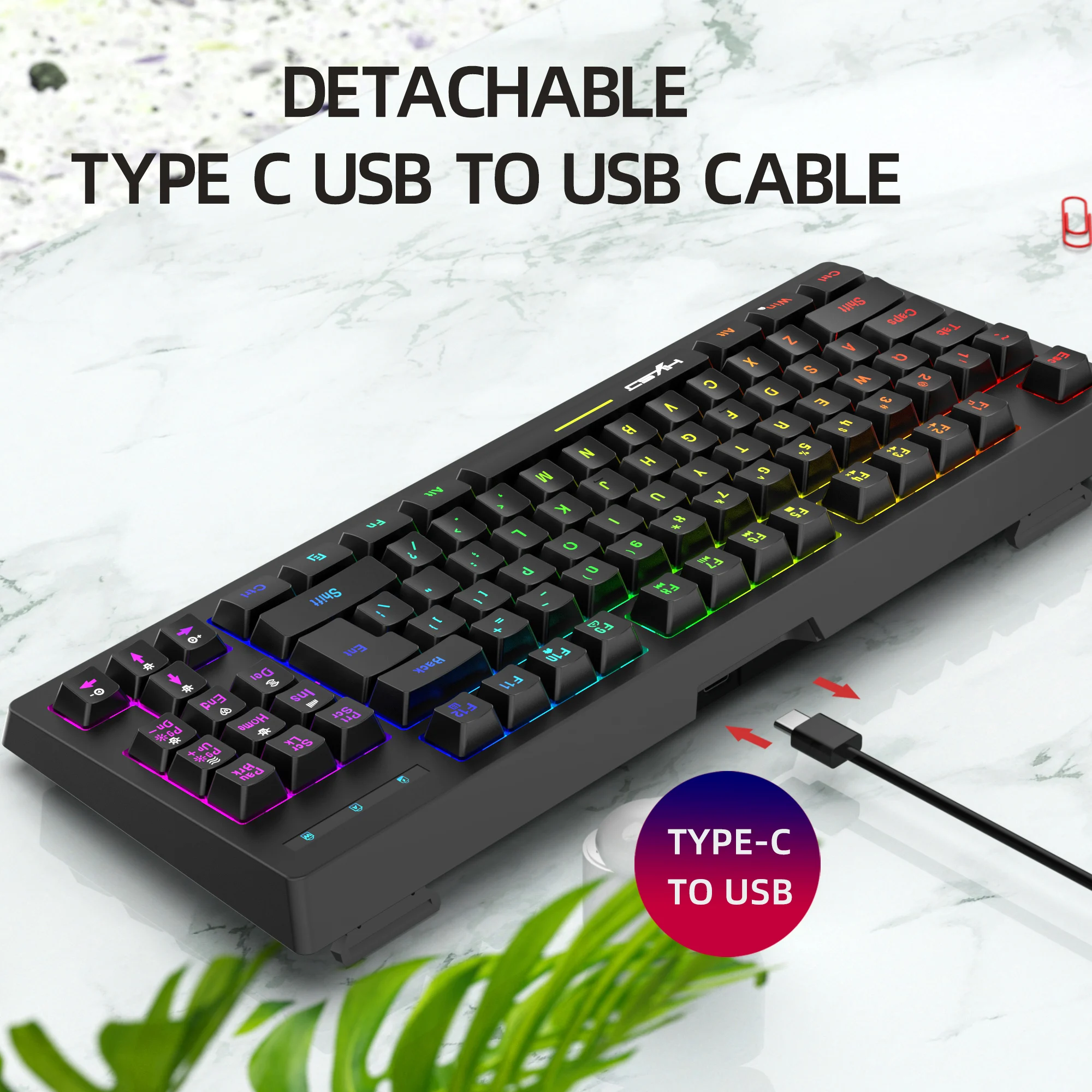 Imagem -05 - Recarregável sem Fio Gaming Teclado Rgb Backlit Ergonomia 87 Teclas Mecânica Sinta Teclado para Windows Xbox Ps4 pc Gamer 2.4g