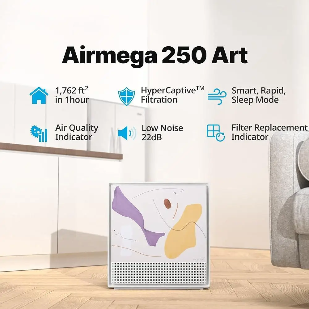 Air Purifier Large Room Coverage HEPA Filter Smoke Allergies Pet Dander Odor Elimination Air Quality Monitor Energy Efficient