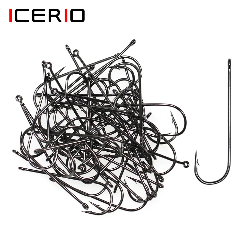 

ICERIO 500PCS 16# - 3/0 Long Shank Fine Wire Aberdeen Hook Saltwater Fresh Water Fishing Hooks Sabiki Rig Streamer Fly Bait Hook