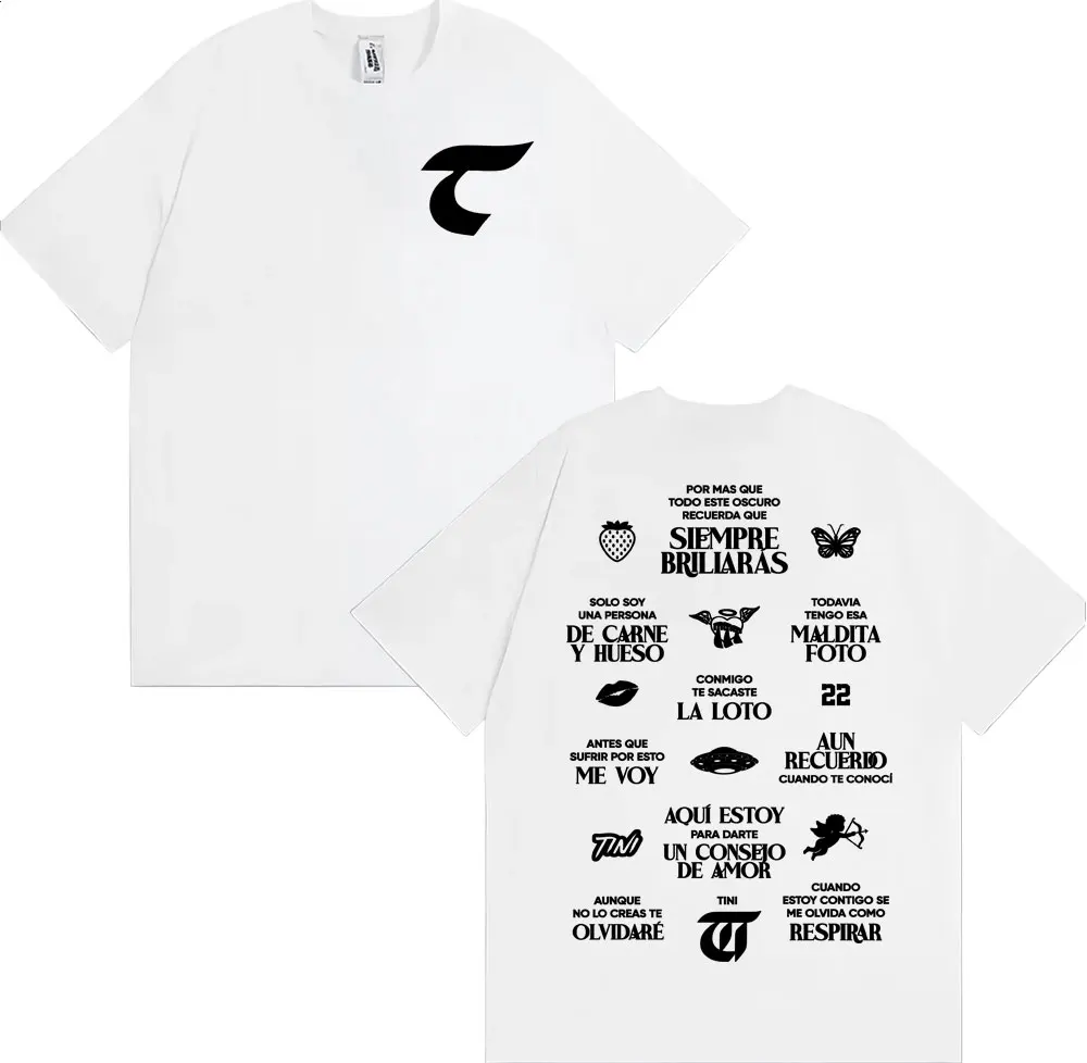 تي شيرت Tini Stoessel La Triple T Fectura Cover مطبوع تي شيرت رجالي ونسائي موضة الهيب هوب ملابس الشارع الشهير تي شيرت 100% قطن مريح تي شيرت