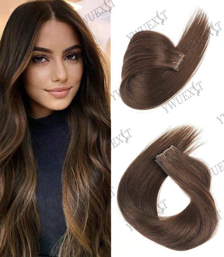 

Невидимая лента для наращивания волос, 100% человеческие волосы, двойные вкладки, уток из искусственной кожи с микрокольцами, незаметный и безопасный, 12-24 дюйма