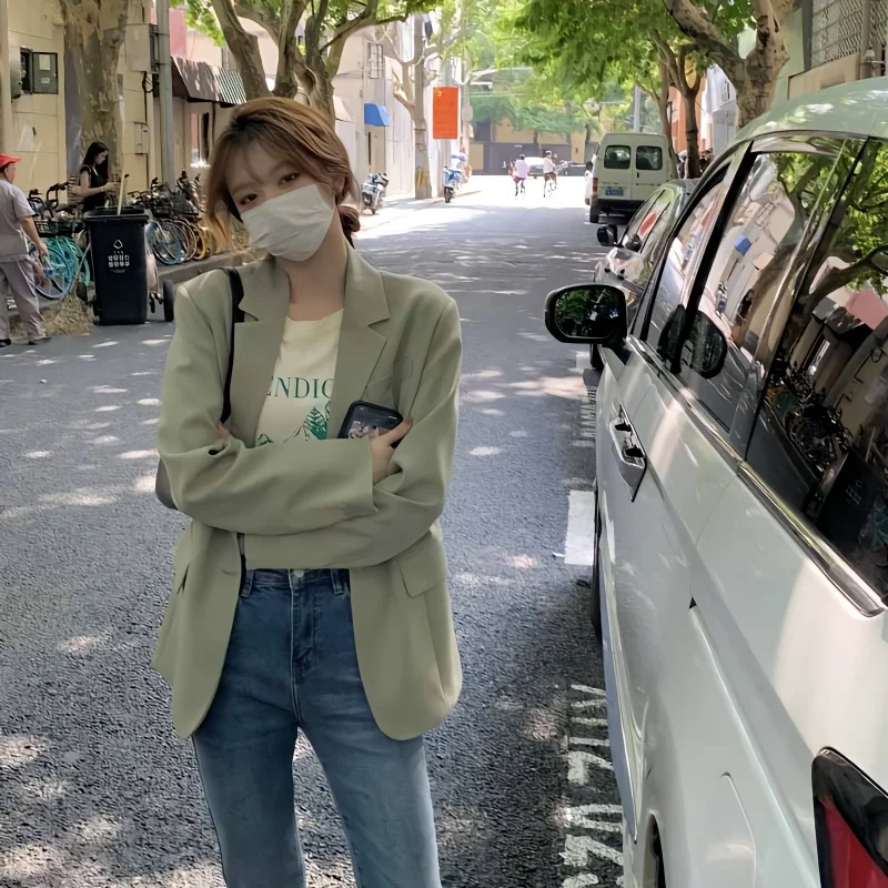 

Женская одежда, тренд 202, блейзер, женский универсальный блейзер среднего размера, чувствительная отделка, сверление волокна, интервью для студентов, с круглым вырезом