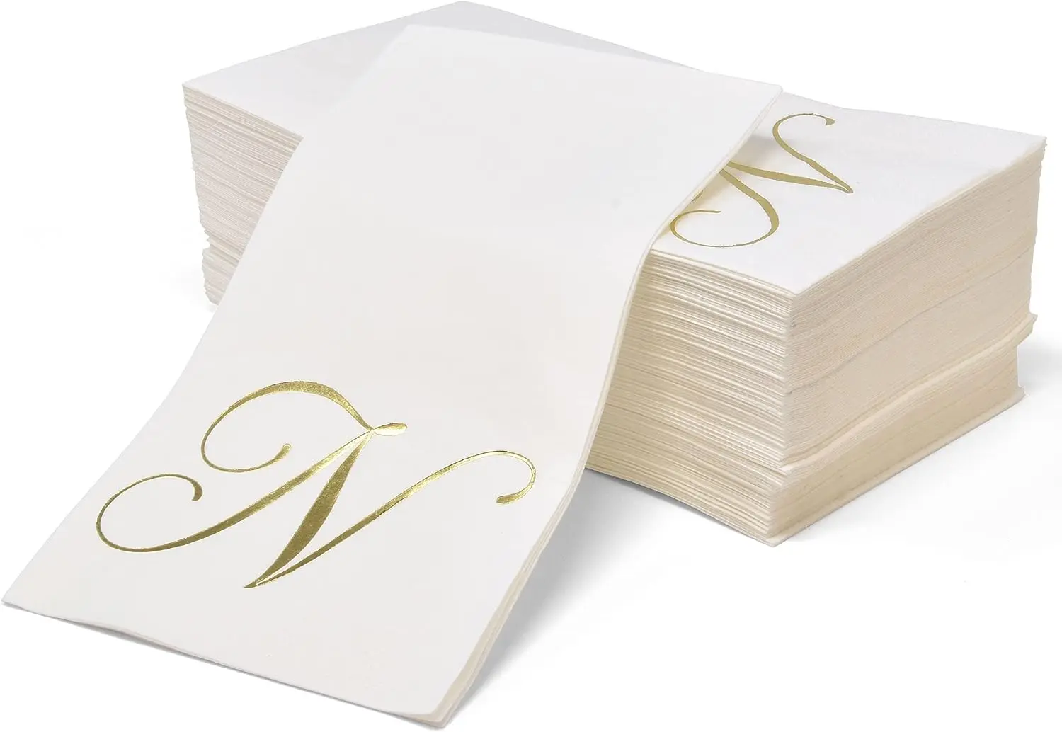 

Gold Monogram Guest Napkins, Letter N Golden Foil Dinner Hand Napkin for Bathroom, Room, Holiday, Wedding, Birthday Party, 100