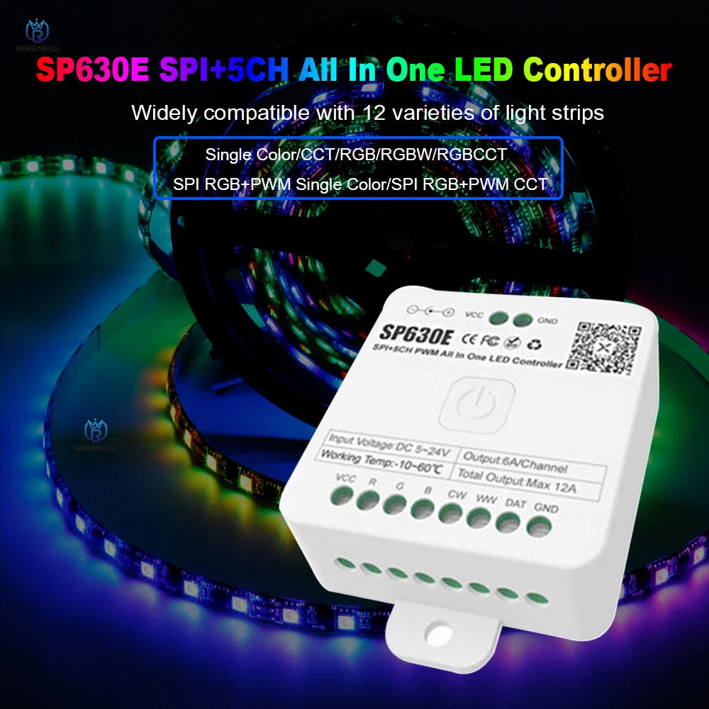 5V-24V SP630E All In One BT Music  LED Controller 5CH  SMD5050 WS2811 WS2812B  COB  RGB RGBW CCT PWM SPI Pixels LED Light Strip