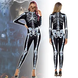 Color Cosplay Rose Skeleton Halloween Costume Bodysuit for Women Purim Carnival Party Cosplay Custome One Piece Jumpsuit