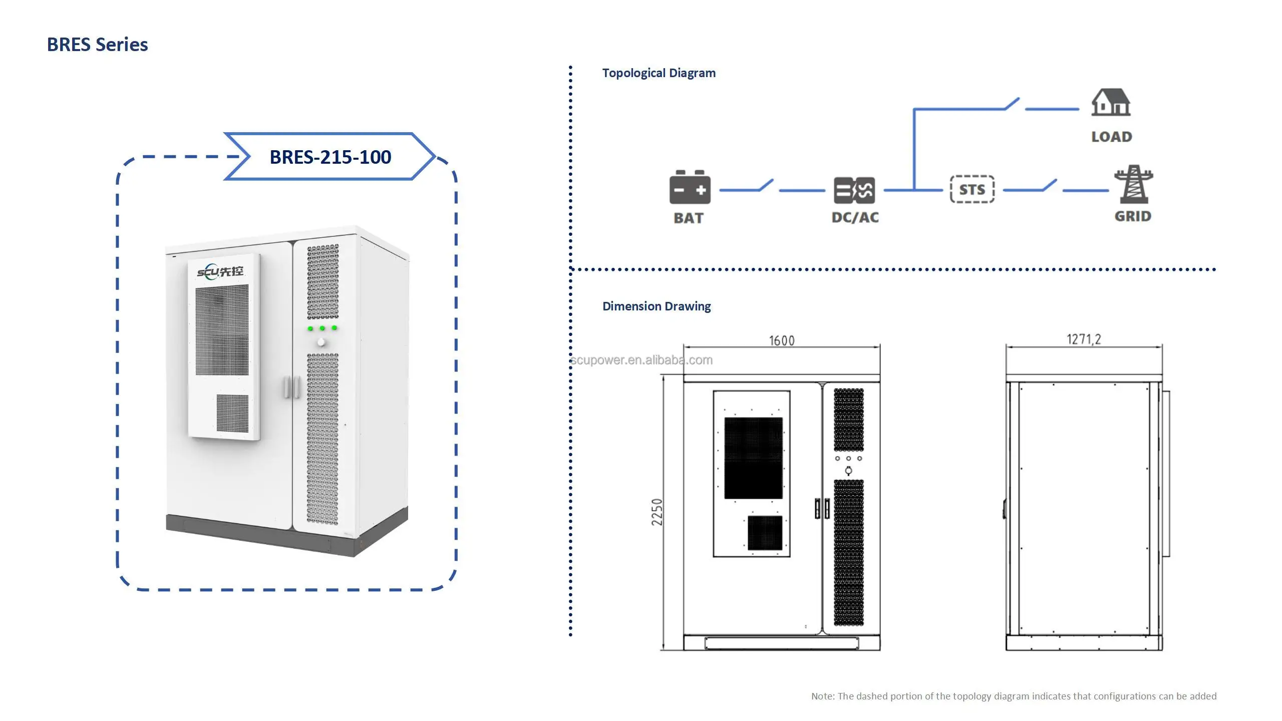 SCU Commercial & Industrial Use BESS container 215kwh 100kw off-grid battery Renewable energy storage solar system