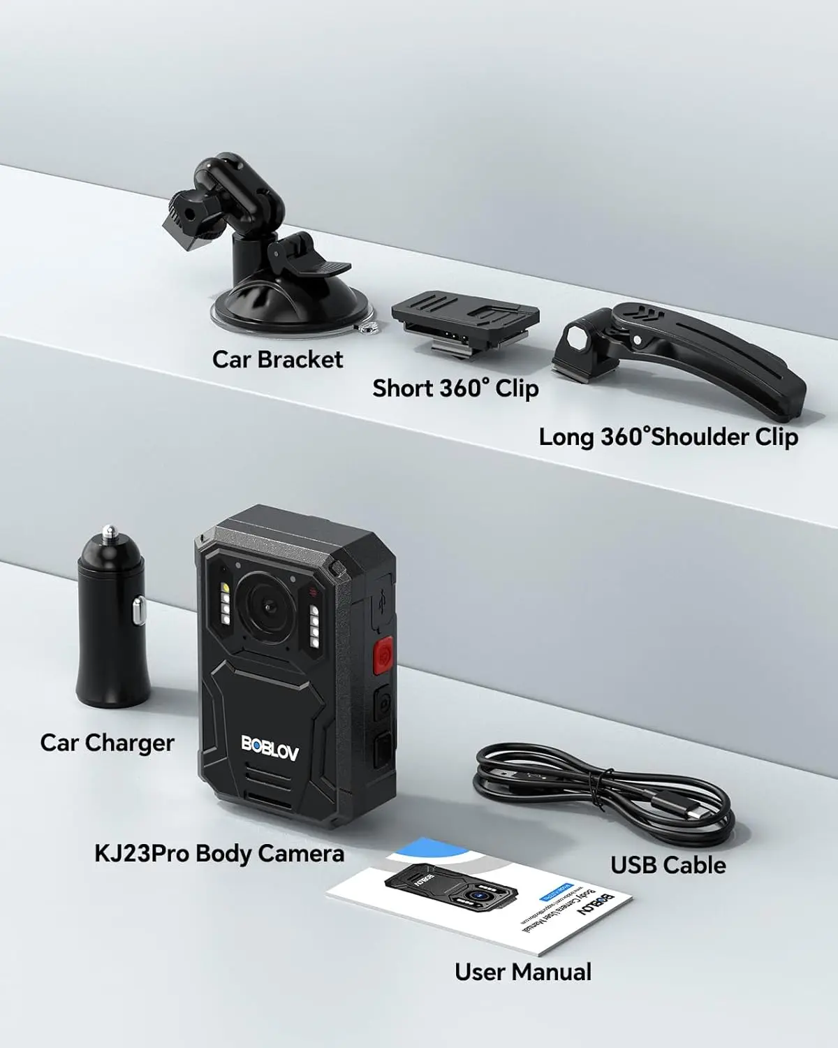 BOBLOV KJ23Pro 2K Body Camera 128GB 4000mAh 15H Night Vision Car Mount Dashcam Security Law Enforcement Outdoor Work image 6