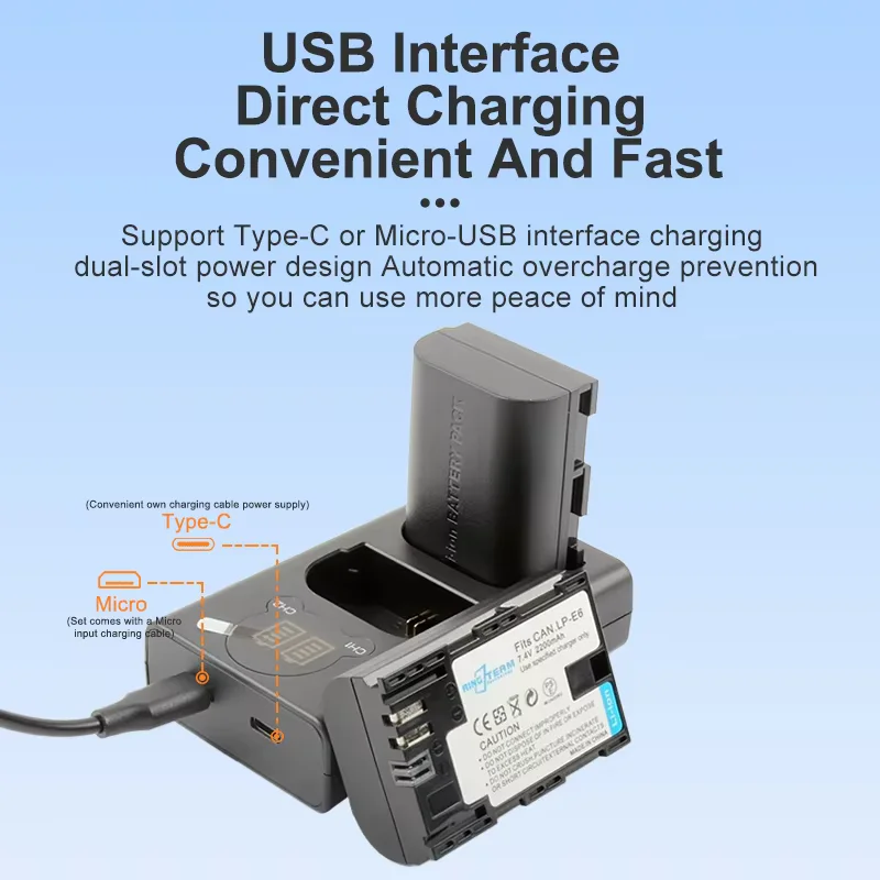Canon LP E6 LP-E6 LP E6N Battery USB Dual Charger  For Canon 5D Mark II III IV, 80D, 70D, 60D, 6D, EOS 5Ds, 5D2, 5D3, 5DSR, 5D4