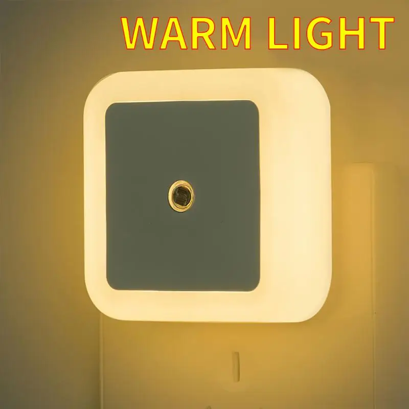 Mini Cute Wall Plug-in LED Night Light Auto Sensor Bedside Lamp For Bedroom Kid's Room Hallway Corridor Stairs EU/US 220V 110V