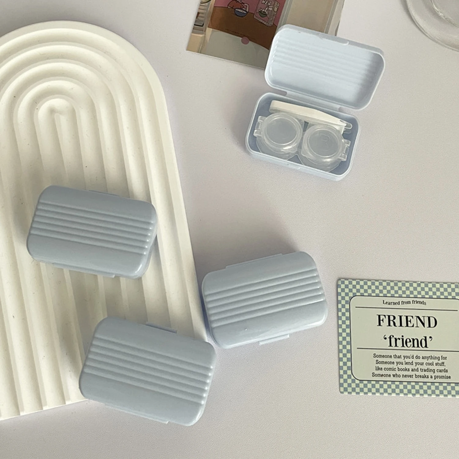 Portable Glasses Case Retro Simple Candy Color Compact Contact Lens Case Partner Box Pupil Care Flip Cover