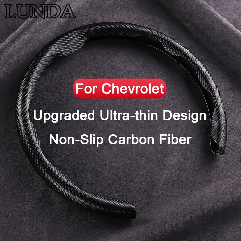 Nuevo protector ultrafino para volante de coche, diseño de fibra de carbono antideslizante para Chevrolet Malibu Onix Equino Orlando Cruze Spark Volt
