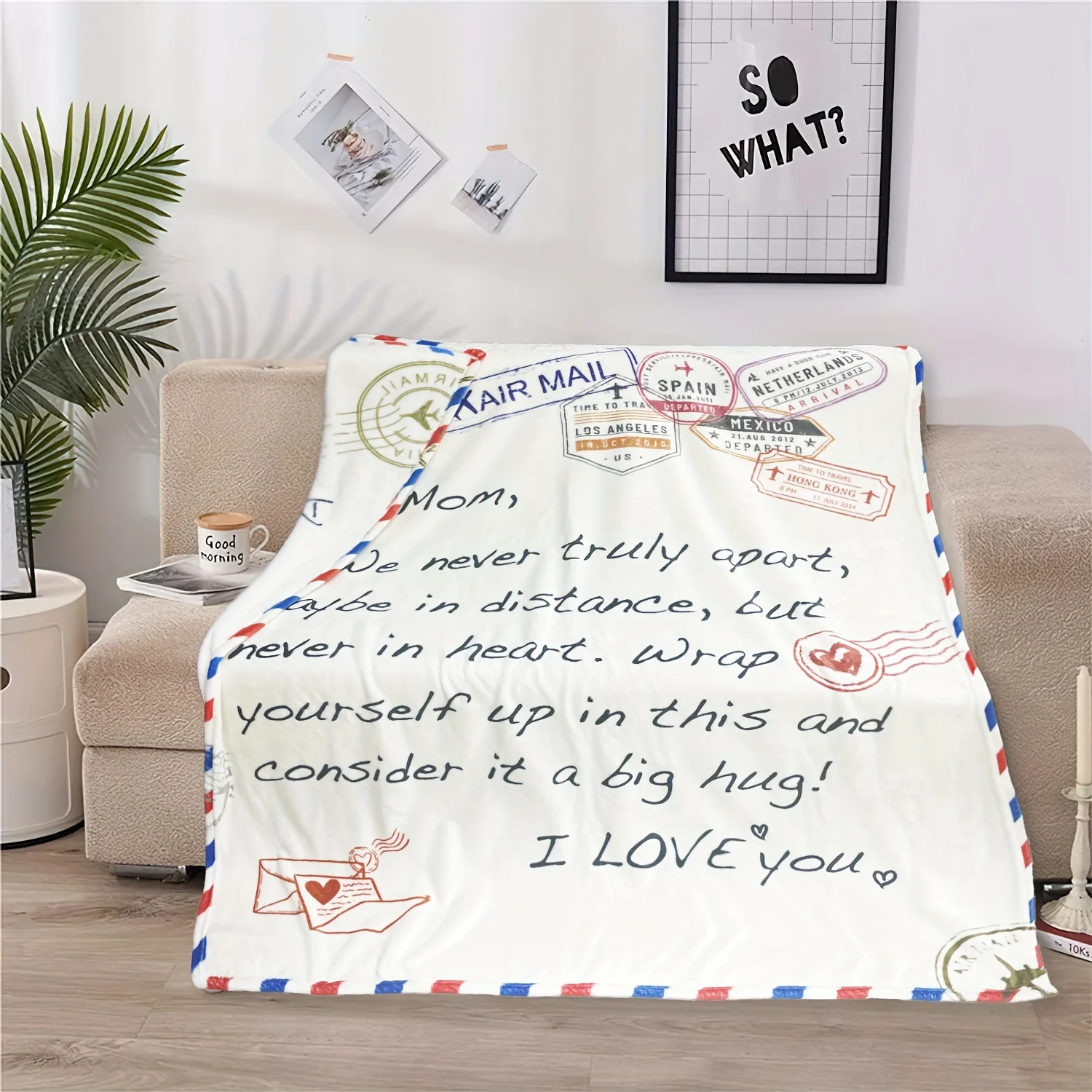 

Envelope Printed Blanket Dear Mom Blanket Mother's Day Gift Throw Blanket Nap Blanket For Couch Bed Sofa Office Camping Travel