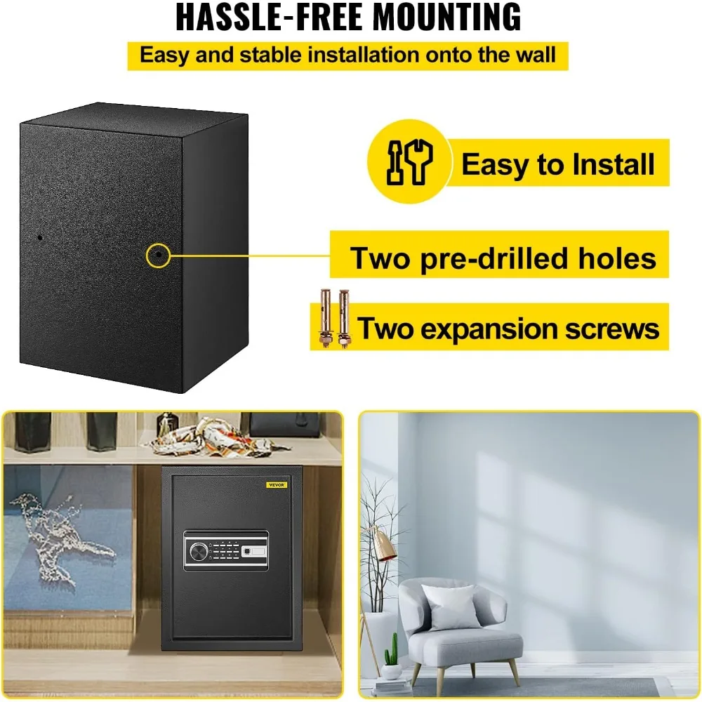 Accesso alle impronte digitali Cassaforte digitale in acciaio da 2,1 piedi cubi per riporre contanti e oggetti di valore