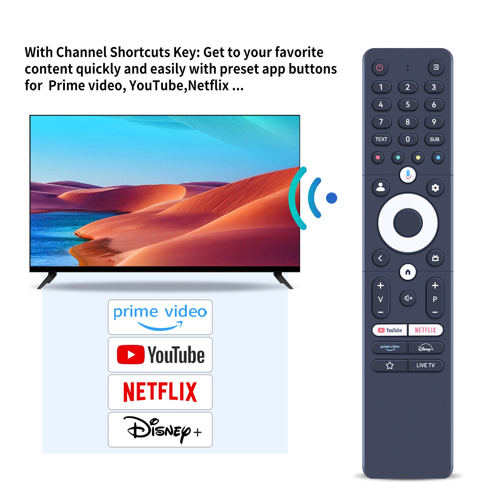 音声制御付きスマートテレビ用リモコン,sanycubic, caixun