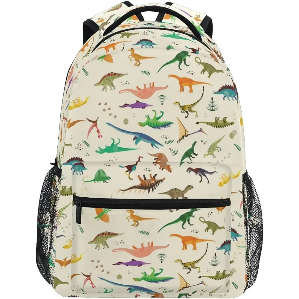 

Colorful Dinosaur Print Backpack, Various Dino Species Design, Durable Kids' School Bag, Perfect for Dinosaur Fans