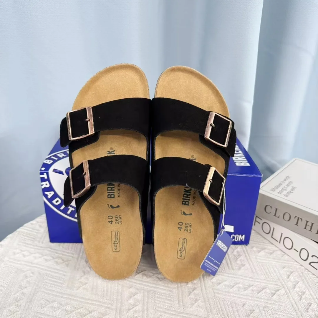2026 Topkwaliteit Nieuwe Lederen Ink Slippers voor Dames en Heren Mode Zomer All-Match Sandalen Schoenen met zachte zool Susal Sandalen