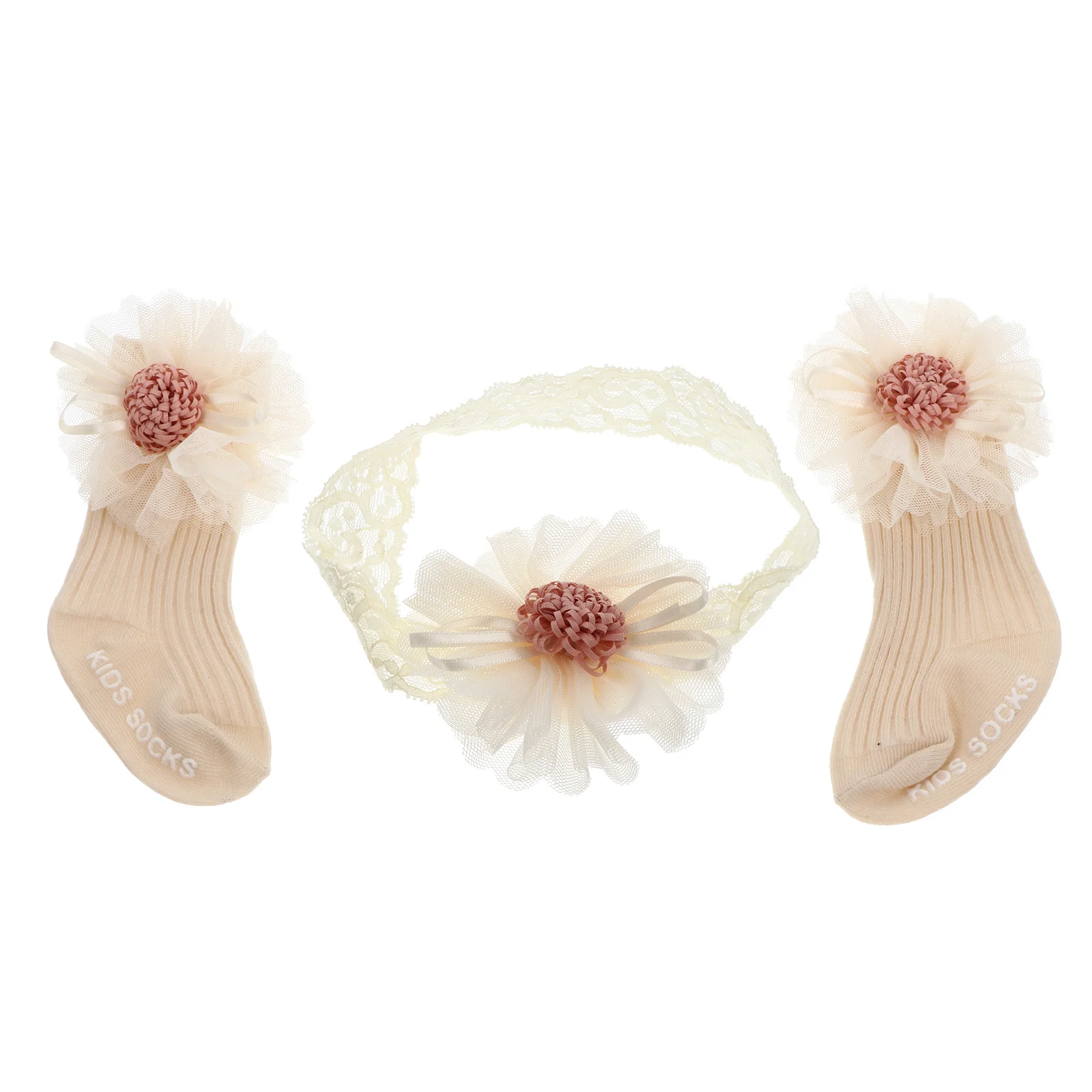

1 Set Socks Hairband First Month Gift For Costume Photography Accessories Soft Breathable Flower Decorated